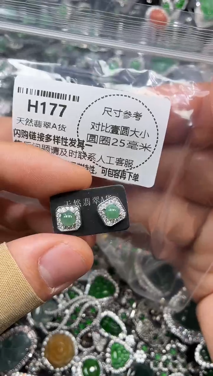颈饰未镶嵌翡翠H177耳钉