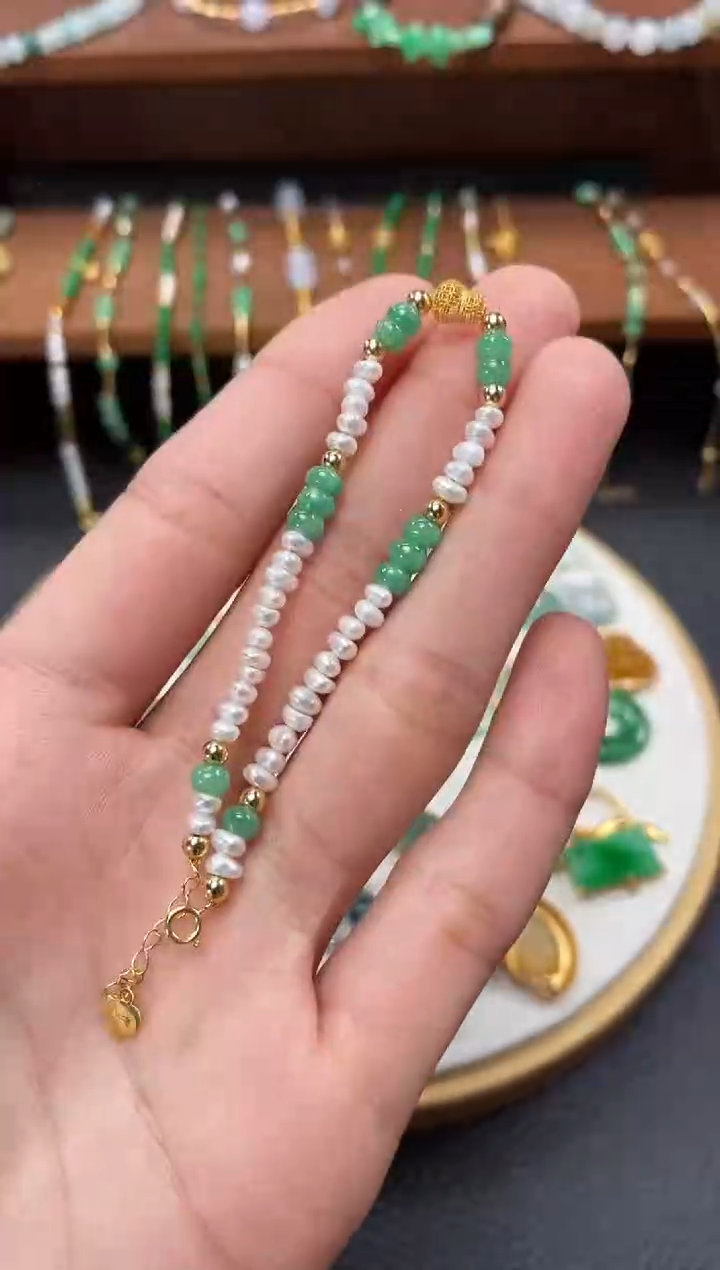 【闪购商品】翡翠套链18K金镶嵌一个   JK601