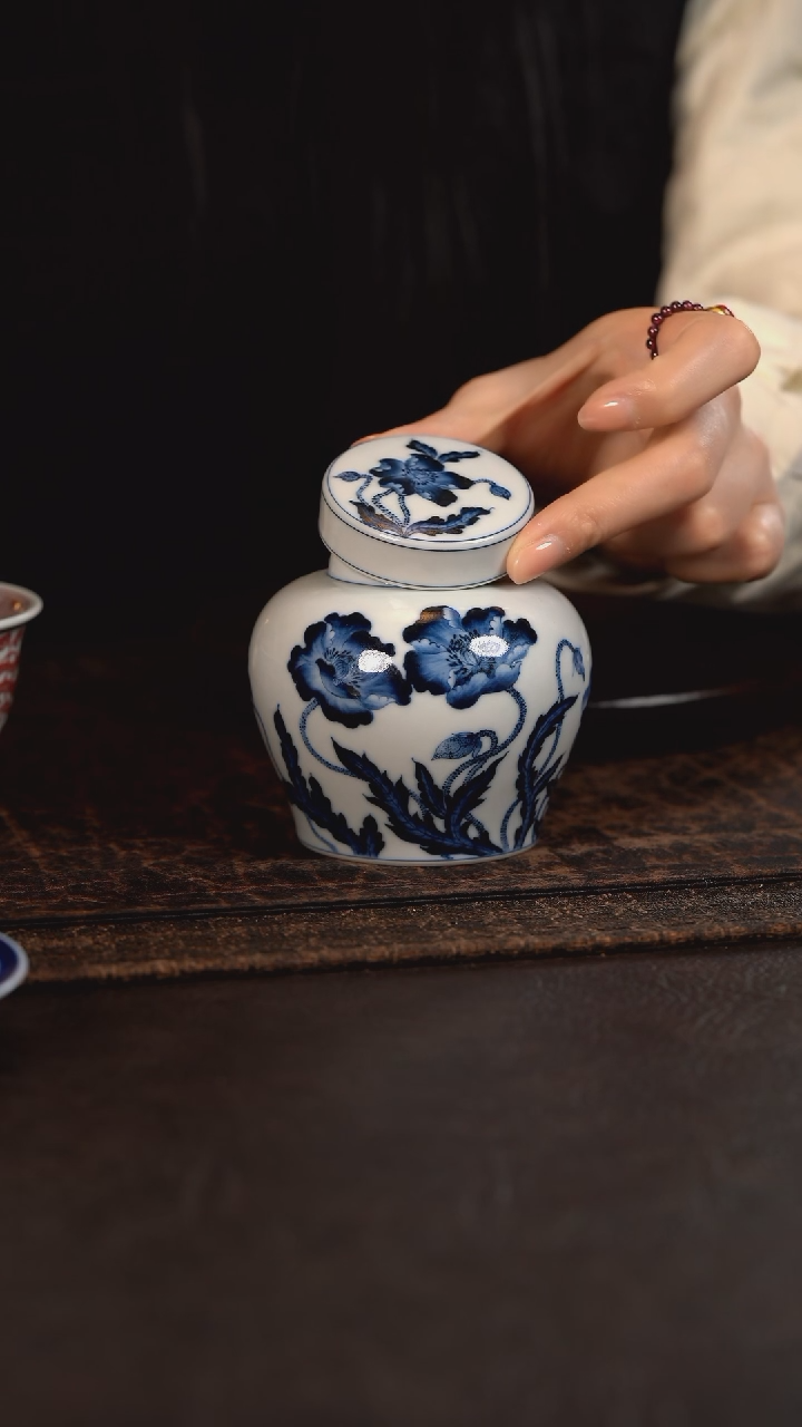 【闪购商品】杯洪印慕明虞美人双盖盖罐