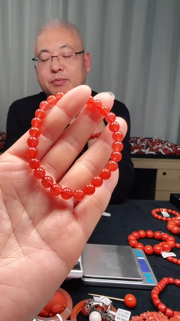 未镶嵌多样性发一件南红玛瑙7mm保山圆珠单圈 冰红