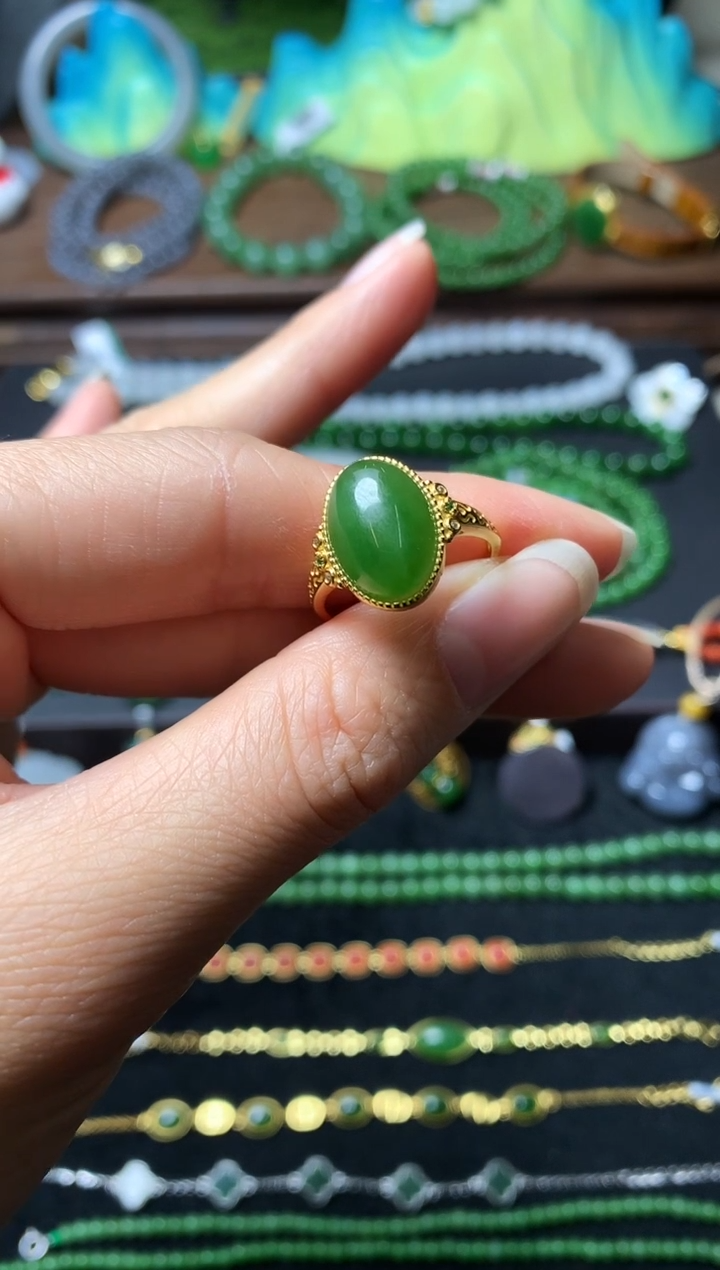 【闪购商品】和田玉戒指银S925镶嵌戒指