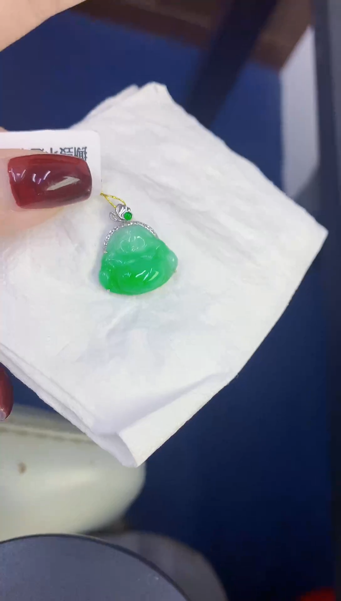 颈饰18K金镶嵌翡翠缅甸天然翡翠A货