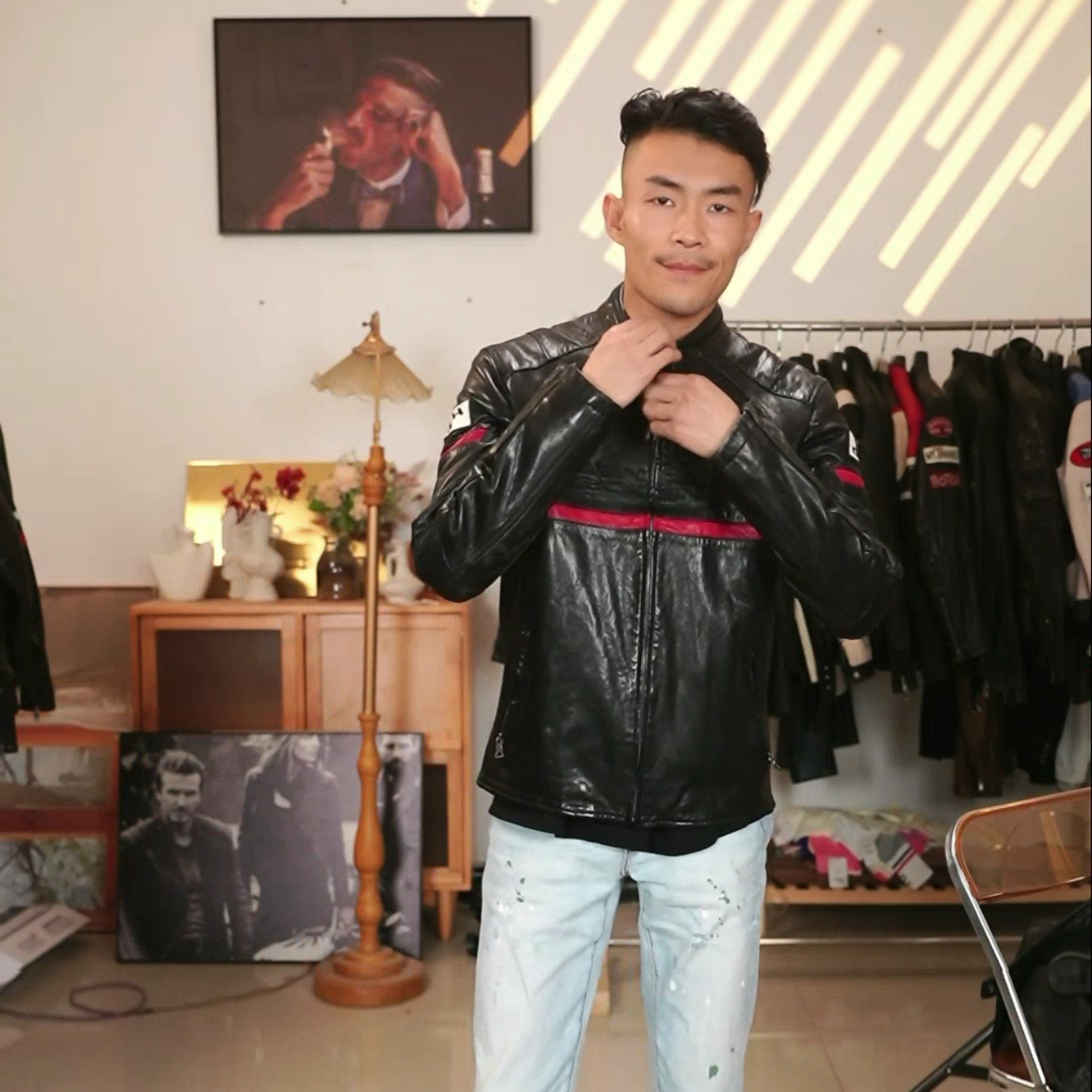 男士绵羊皮全植鞣短款潮流拉风立领机车真皮皮衣休闲外套