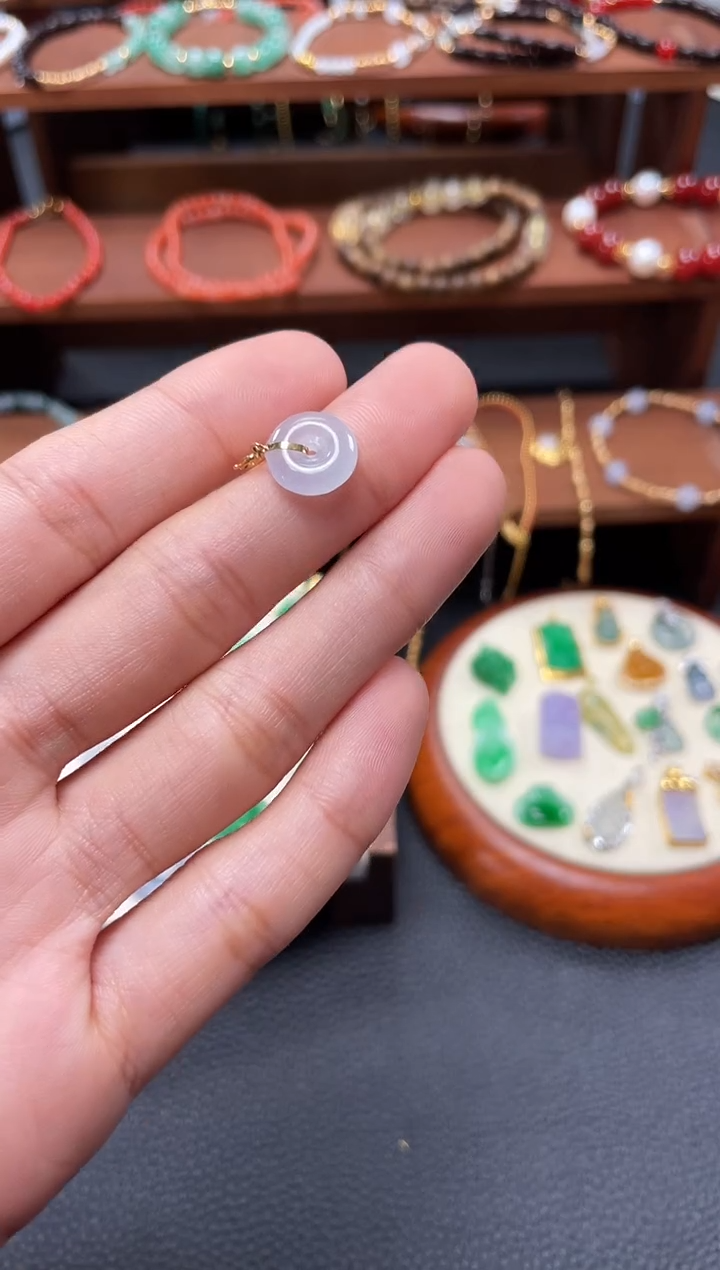 【闪购商品】翡翠吊坠(不含链)18K金镶嵌一个  JK695