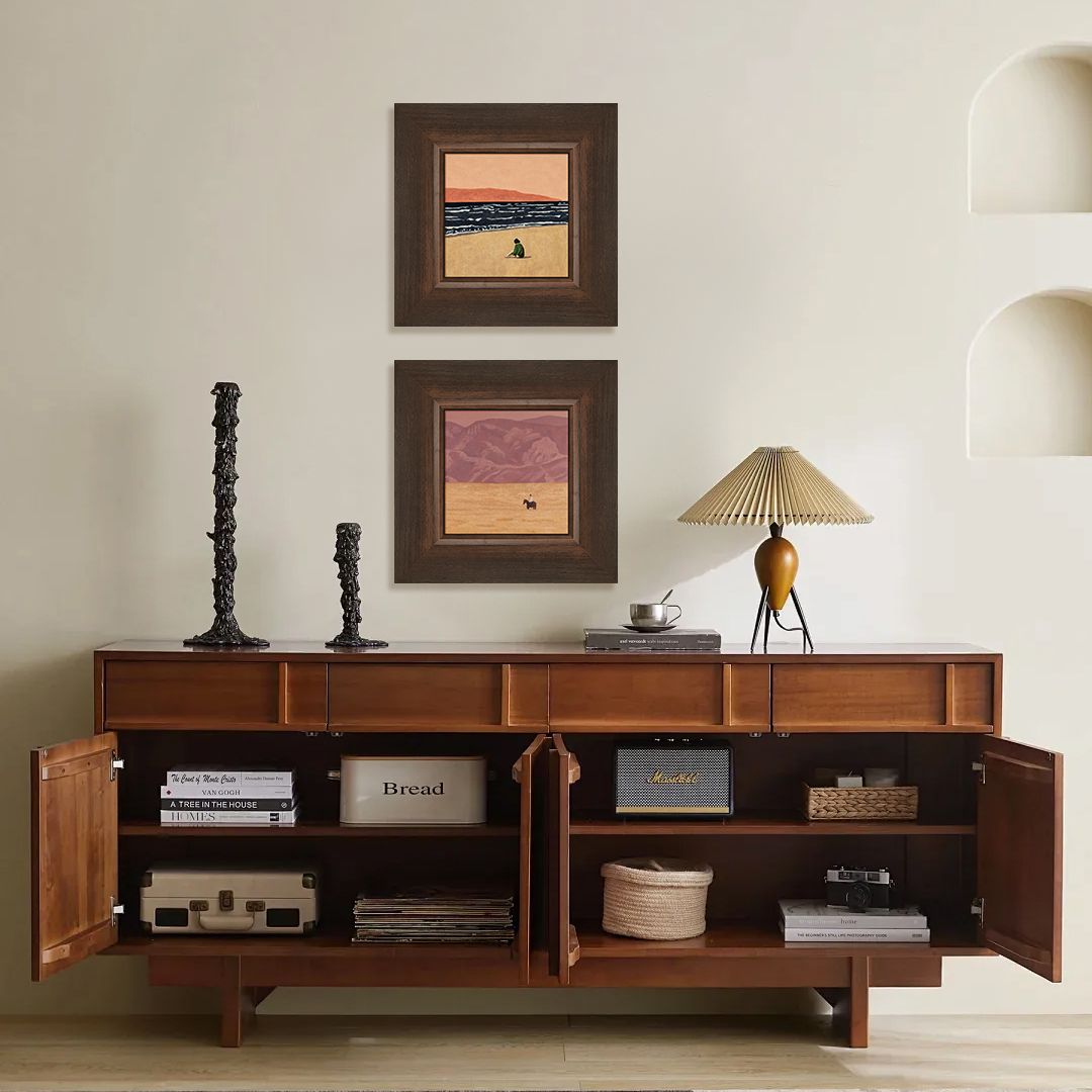 纯手工实木中古复古法式装饰画客厅餐厅边柜沙发背景墙玄关挂画