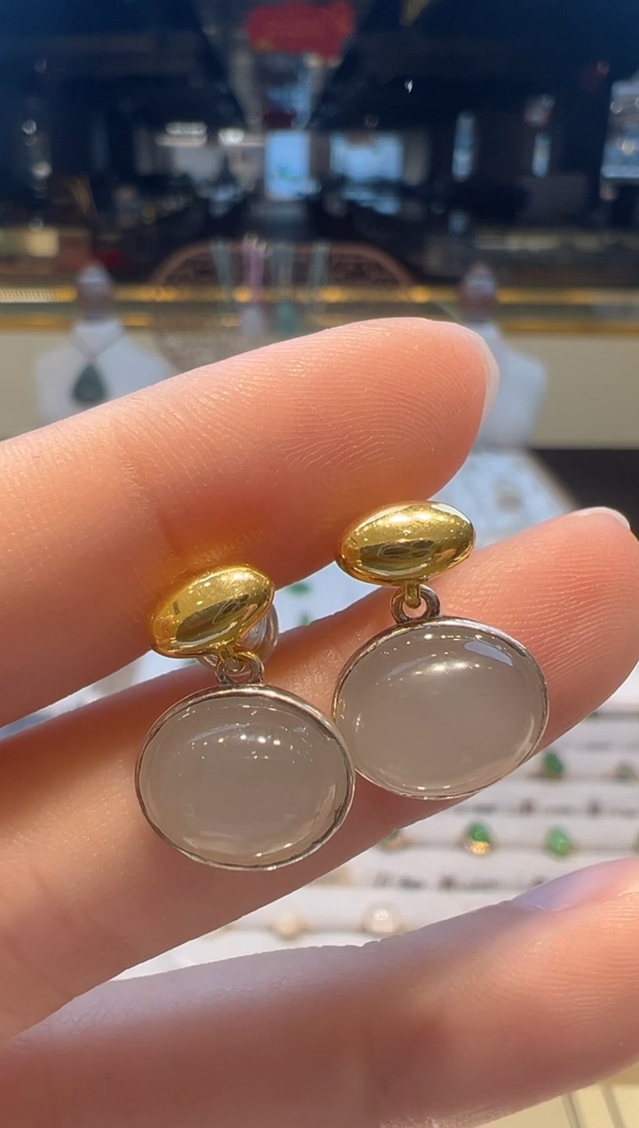 【闪购商品】和田玉耳饰银S925镶嵌03