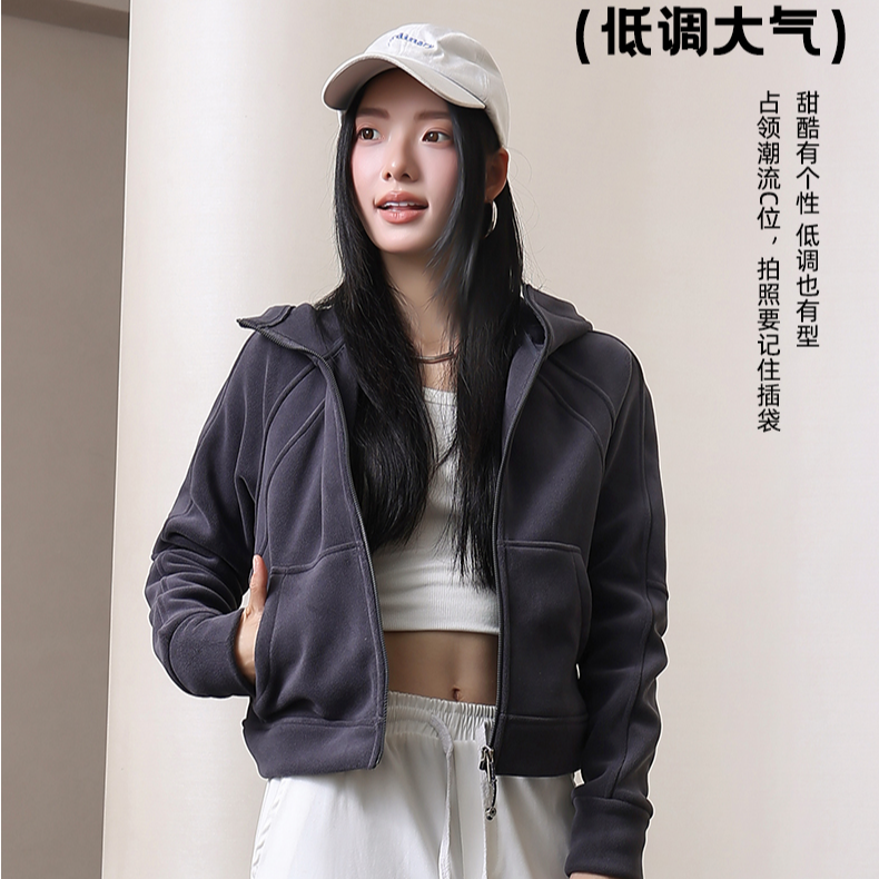 2025秋冬加厚奥粒绒美式连帽卫衣宽松休闲百搭运动开衫户外防风衣