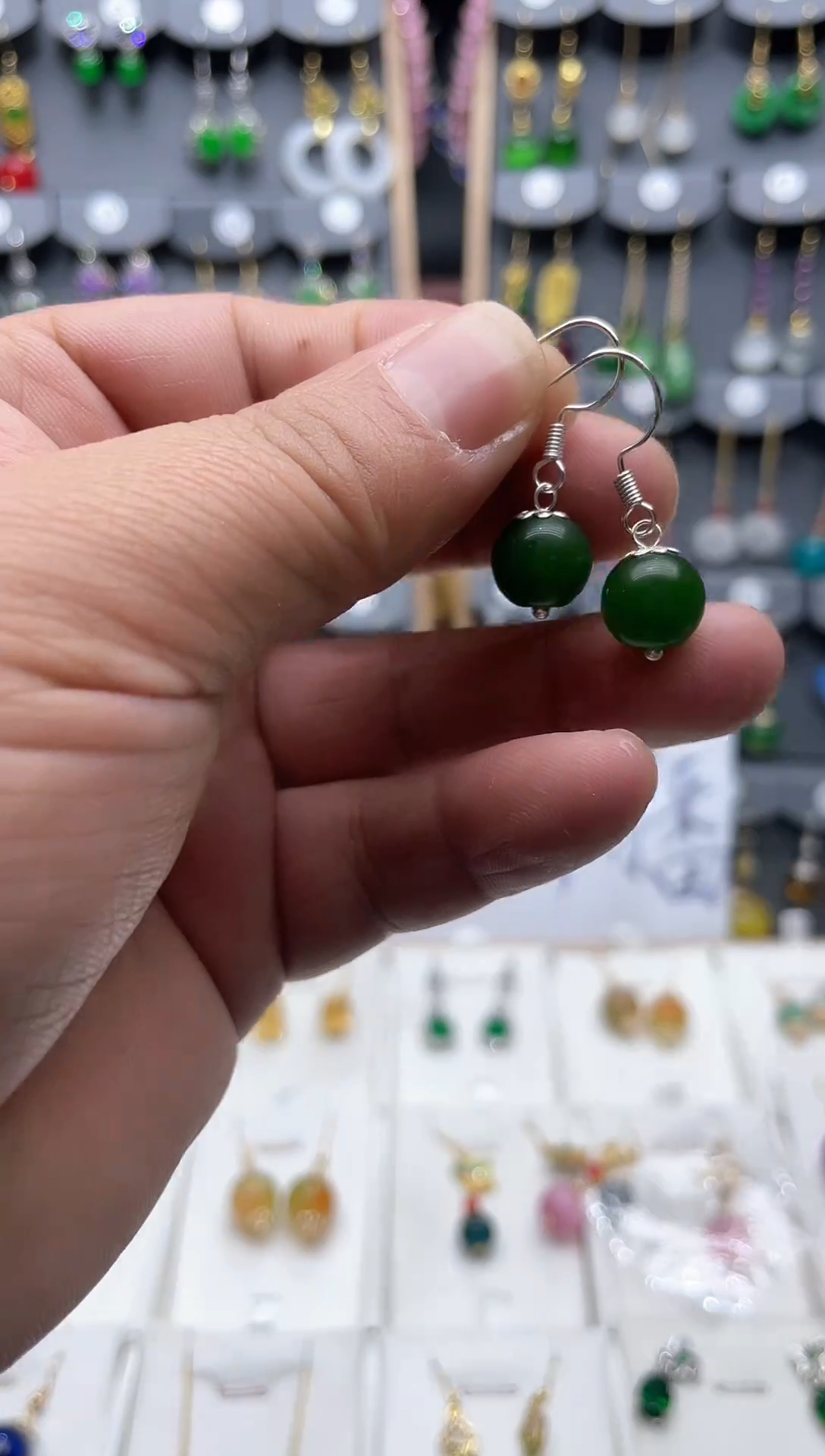 【闪购商品】和田玉耳饰银S925镶嵌碧