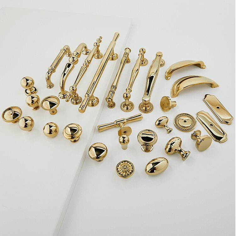 宝珀法式奶油风亮金色轻奢圆球黄铜抽屉拉手现代简约橱衣柜门把手