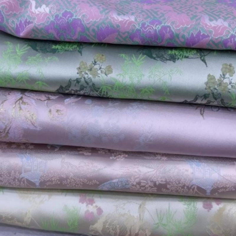 （雅致丝绸）四季服装面真丝桑蚕丝香云纱花萝棉麻羊绒布料