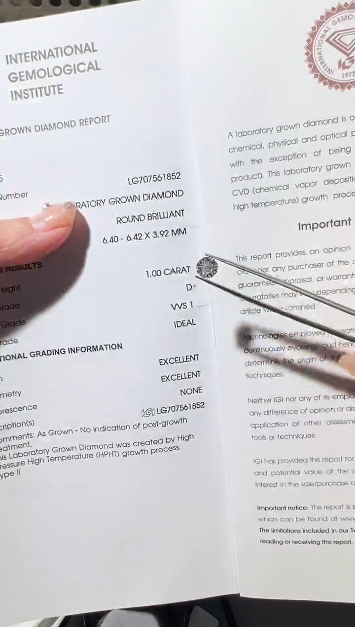 裸石合成钻石LG1852  1ct