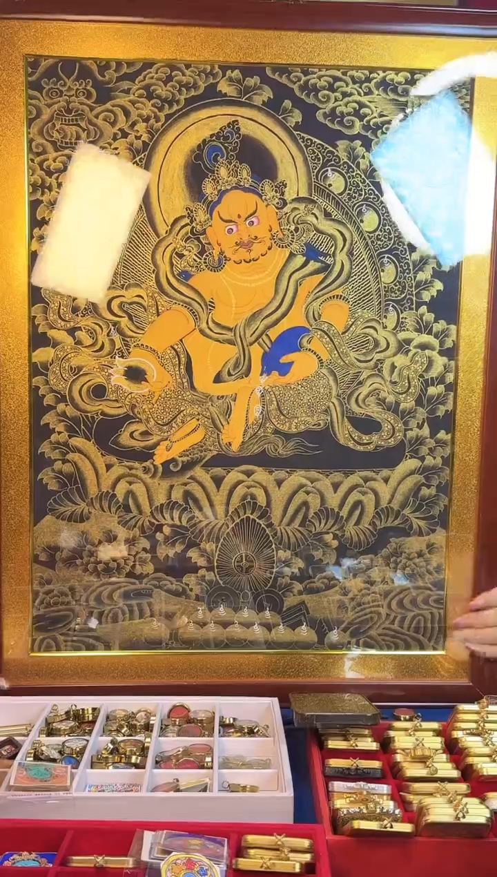 吊坠黄c大画-热贡纯手绘唐卡