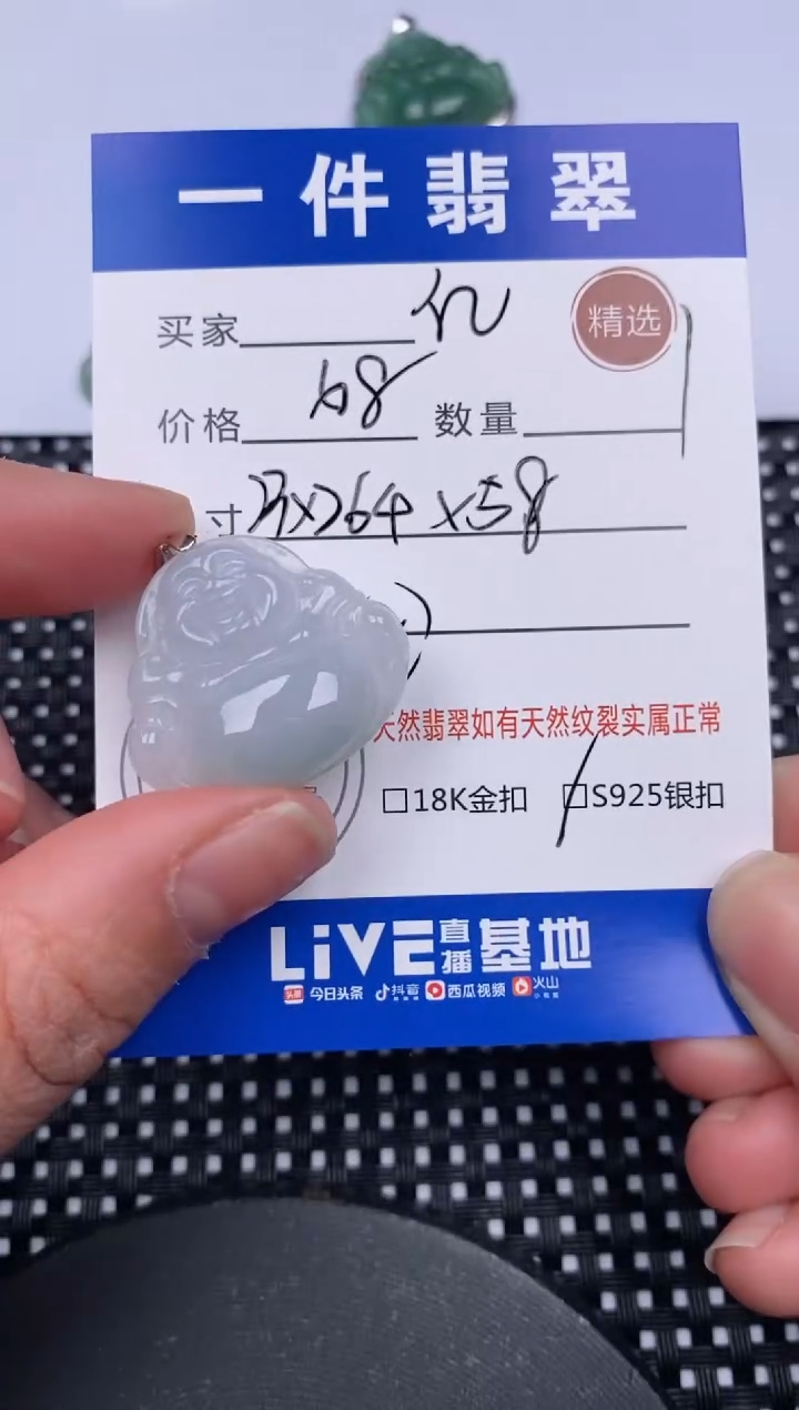 【闪购商品】翡翠颈饰银S925镶嵌挂件