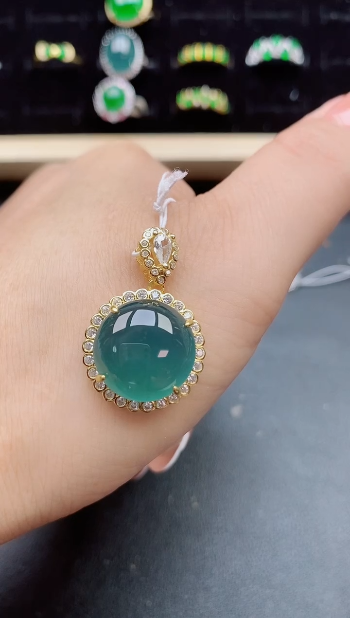 【闪购商品】翡翠吊坠(赠链)银S925镶嵌0805850