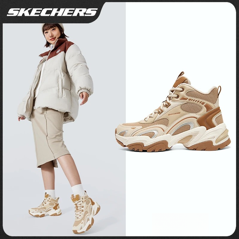 【加绒防冻】斯凯奇冬季复古潮流女鞋高帮休闲蓄热保暖老爹鞋168022