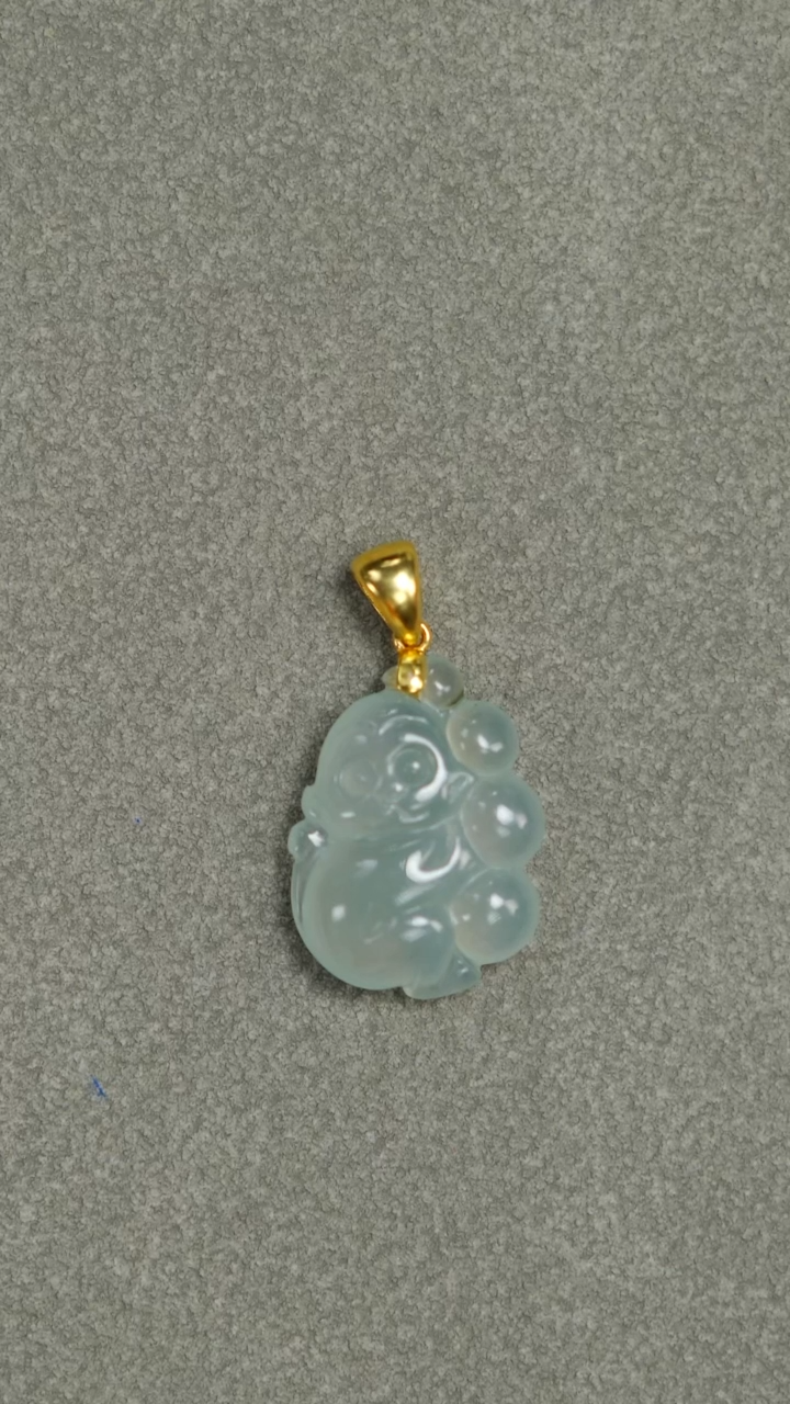 【闪购商品】翡翠颈饰18K金镶嵌猴子