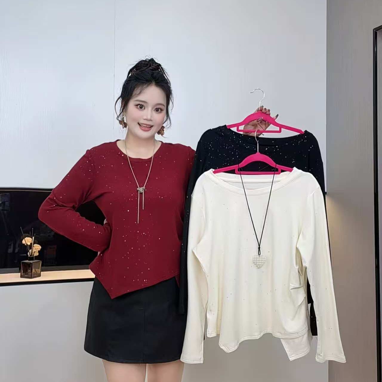 磨毛一体绒 85秋冬季高级感显瘦保暖收腰韩系百搭正肩打底衫