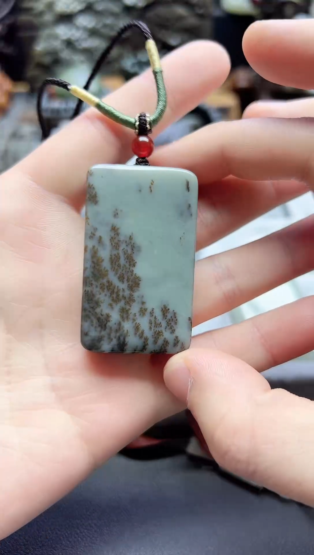 颈饰未镶嵌和田玉若羌青花意境平安无事牌