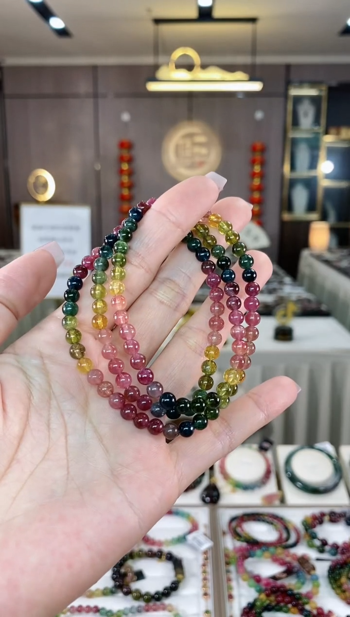 【闪购商品】碧玺三圈手串5mm+未镶嵌（多样性发一条）hon