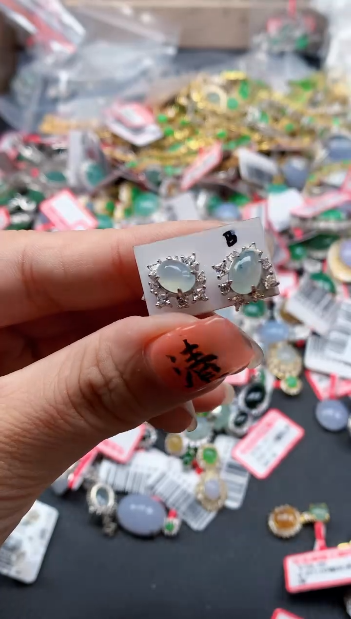 银S925镶嵌戒指翡翠天然A货缅甸翡翠