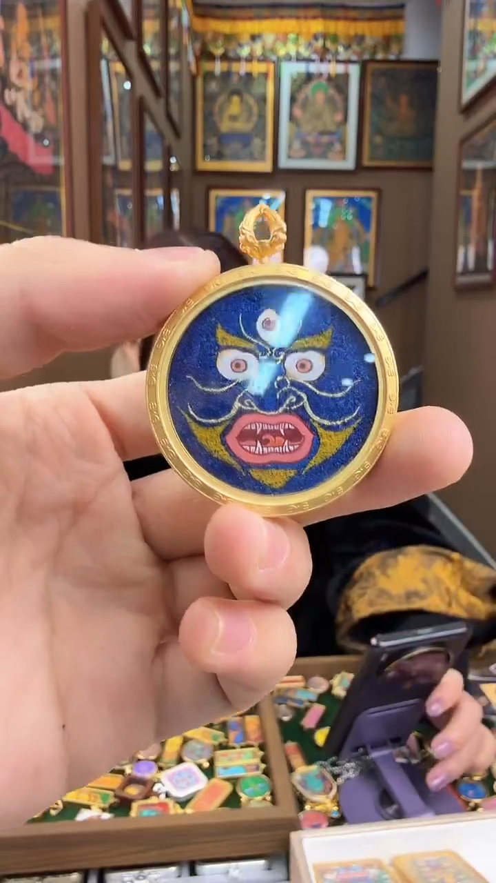 吊坠黑财神-热贡纯手绘唐卡