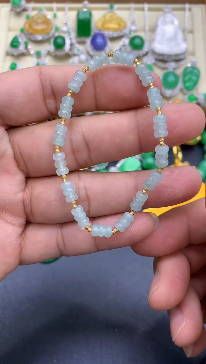 18K金镶嵌手链翡翠381-中国好珍宝