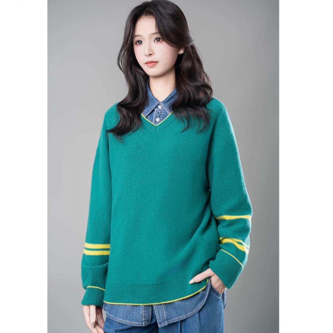 热力感时尚秋冬宽松套头韩版百搭清冷松弛感女装针织毛衣5399490