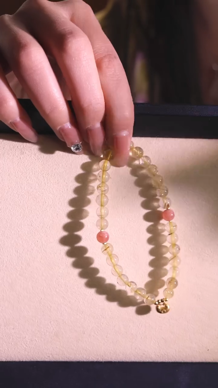 【闪购商品】水晶手链银S925镶嵌金发晶手链