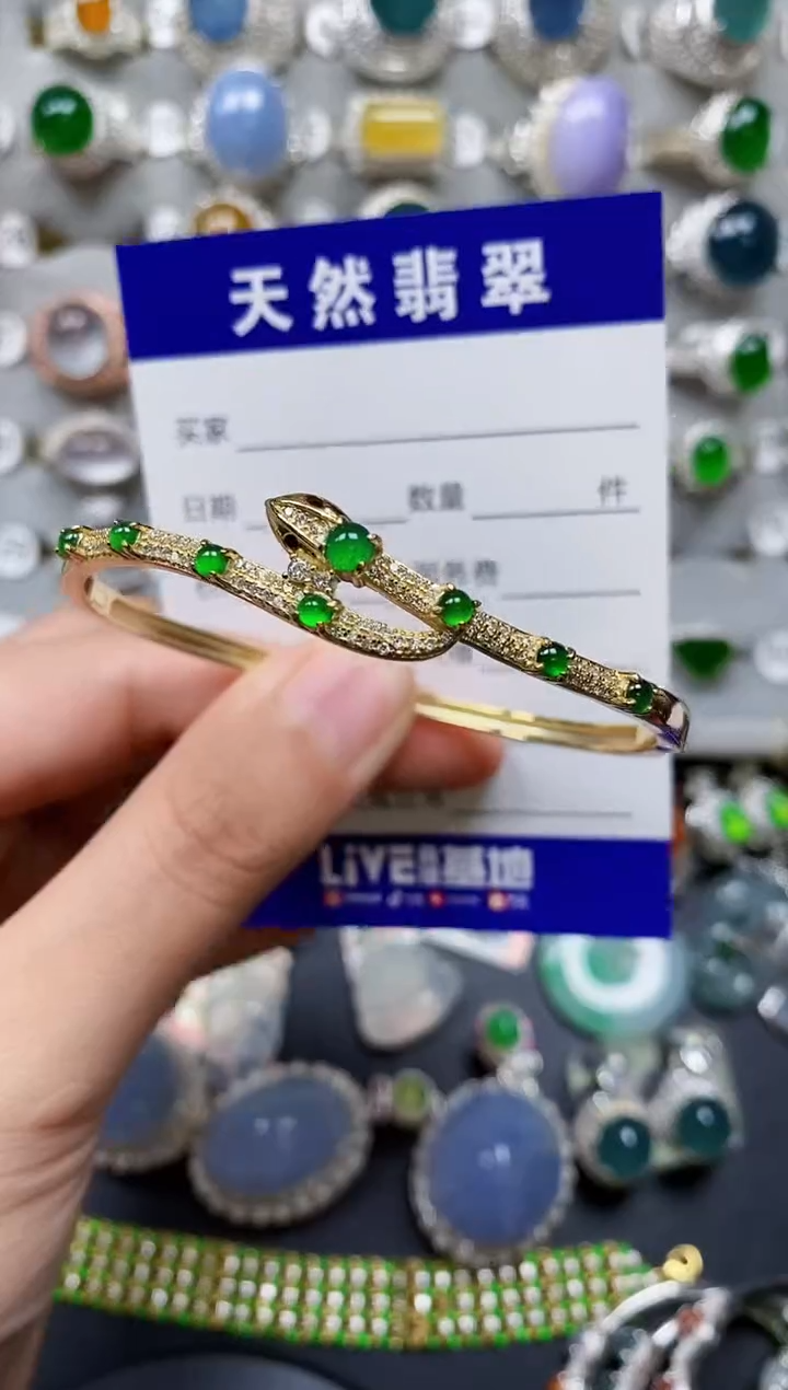 【闪购商品】翡翠手镯银S925镶嵌0357