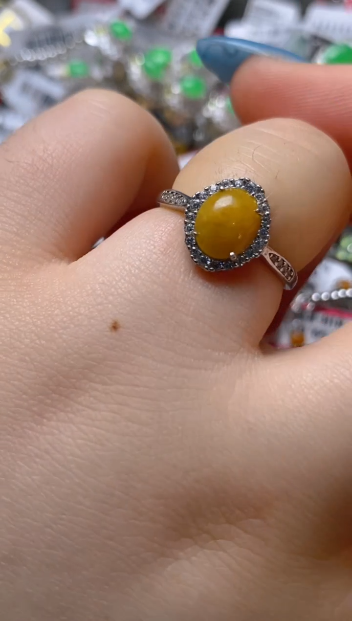 银S925镶嵌戒指翡翠百内无证书