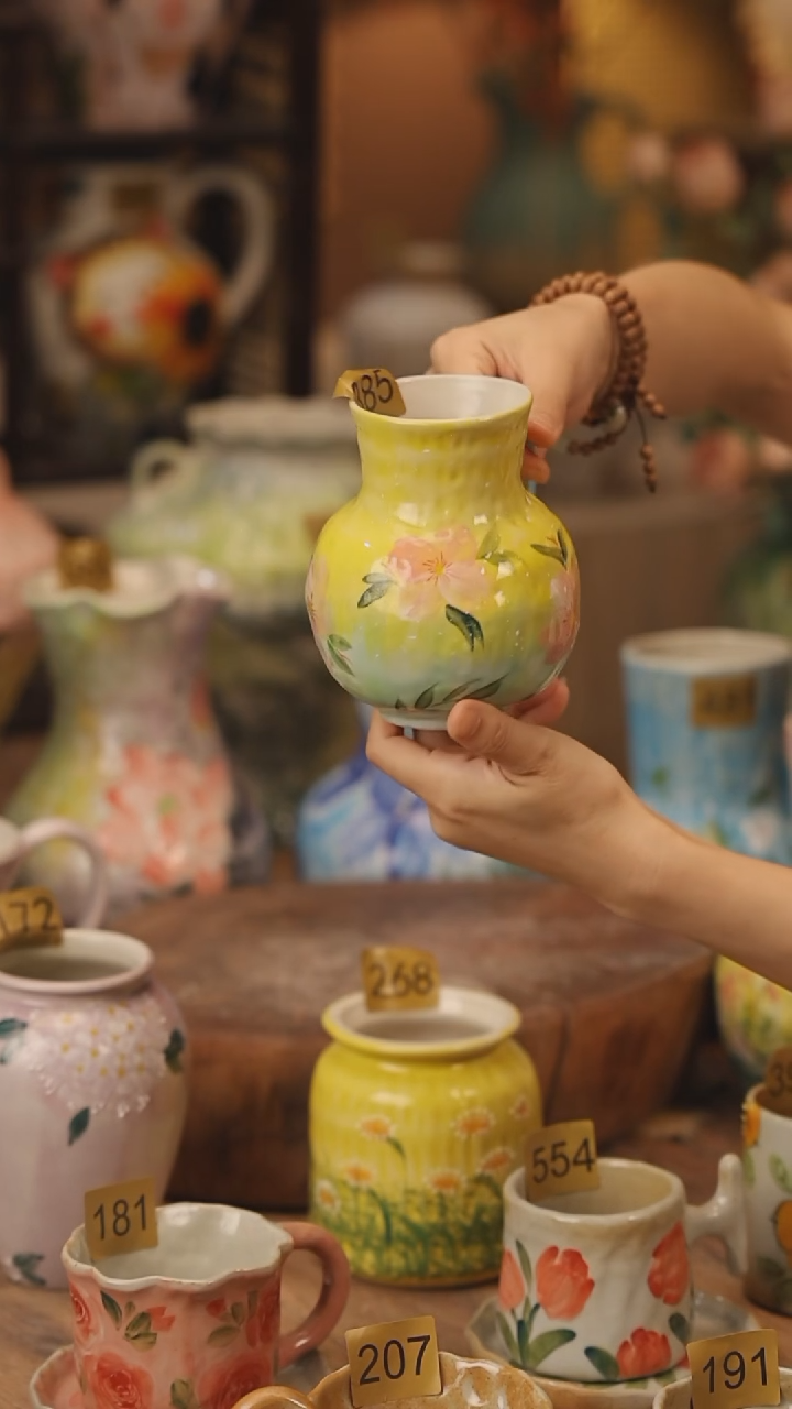 陶瓷385景德镇设计师手作花器摆件侘寂风