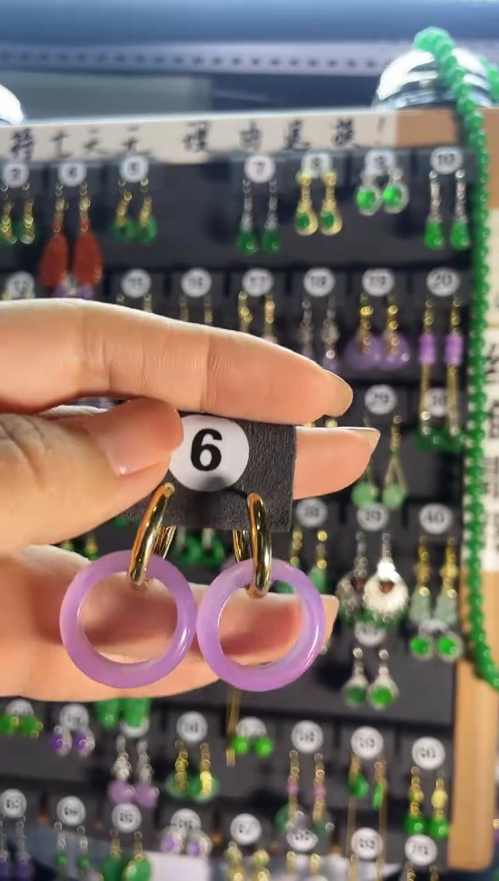 【闪购商品】翡翠耳饰银S925镶嵌6...