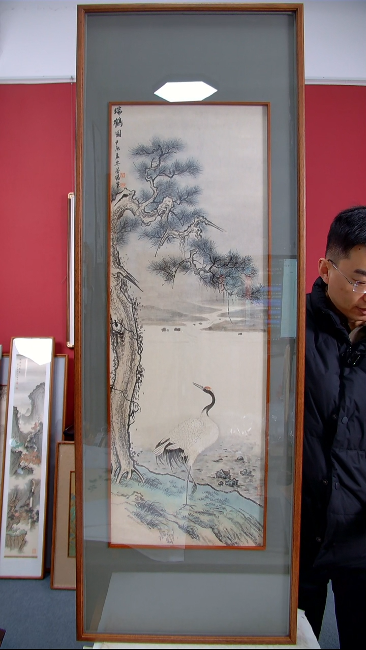 【闪购商品】国画石梦阳《瑞鹤图》装裱142*49