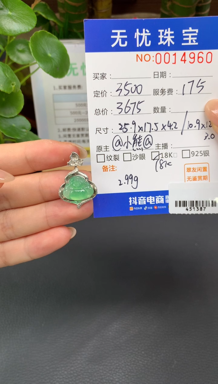 18K金镶嵌定制翡翠一*儿D385