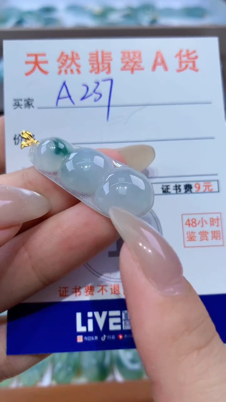 颈饰18K金镶嵌翡翠天然翡翠A货挂件