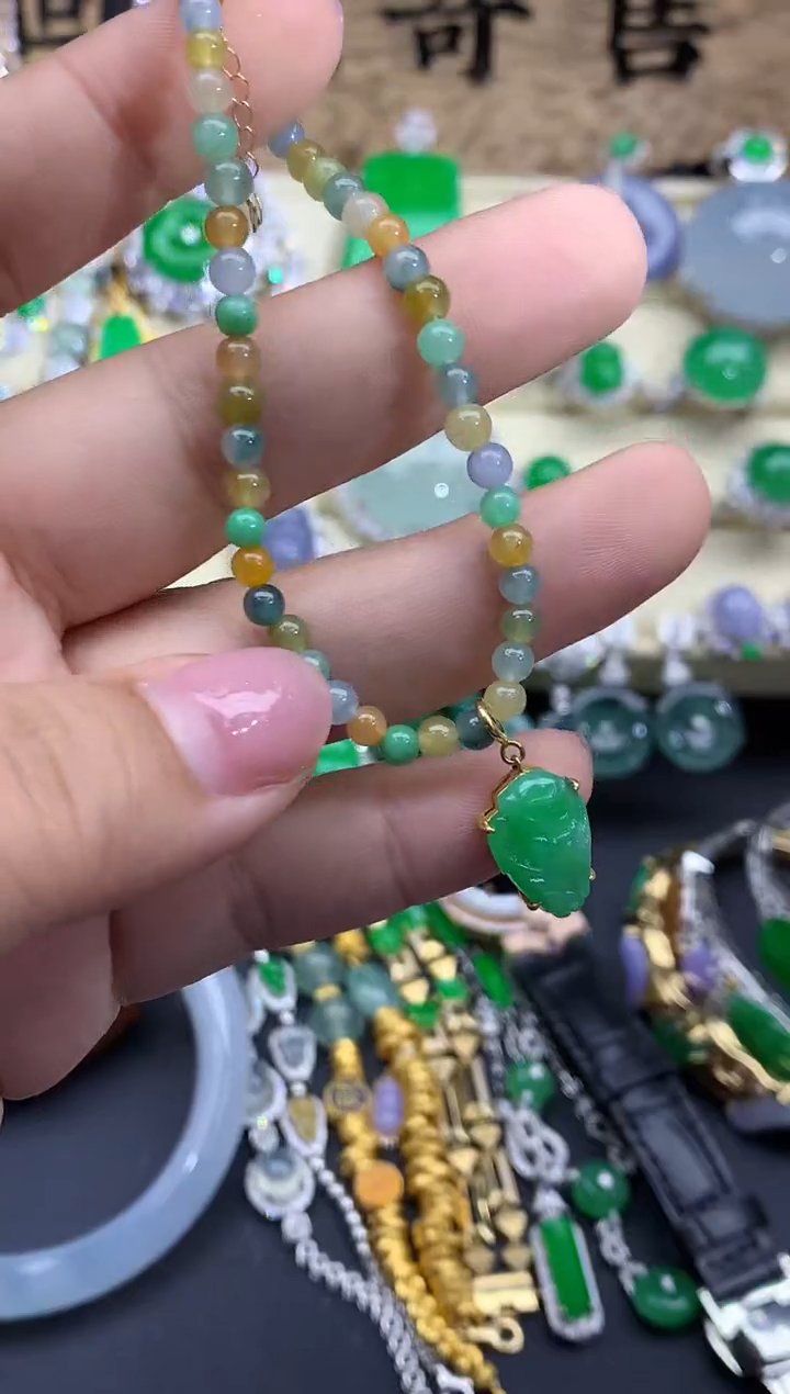 【闪购商品】翡翠手串18K金镶嵌426-中国好珍宝