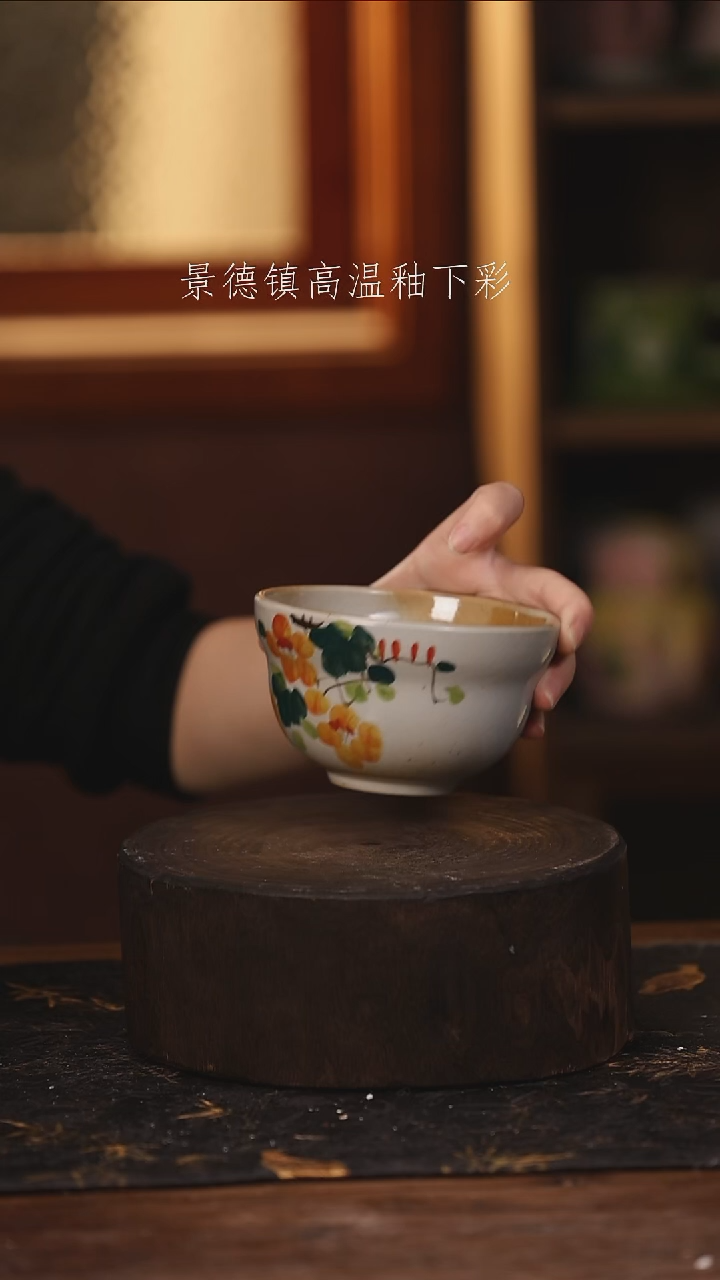 陶瓷  景德镇高温釉下手绘陶瓷@L042@