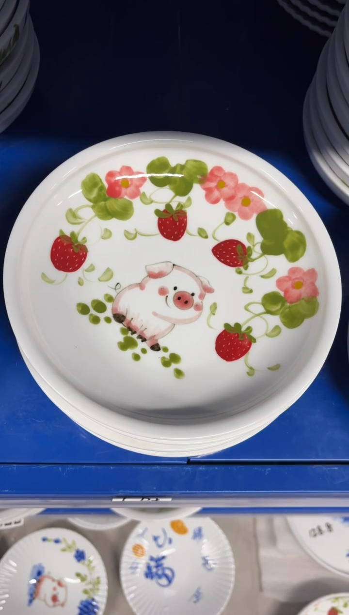 景德镇高温陶瓷食品级手绘釉中彩-大月亮盘