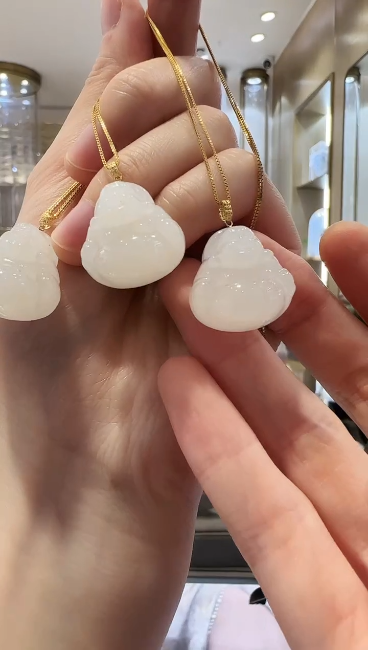 和田玉18K金镶嵌颈饰102多样发一19.4*11.6*19.6