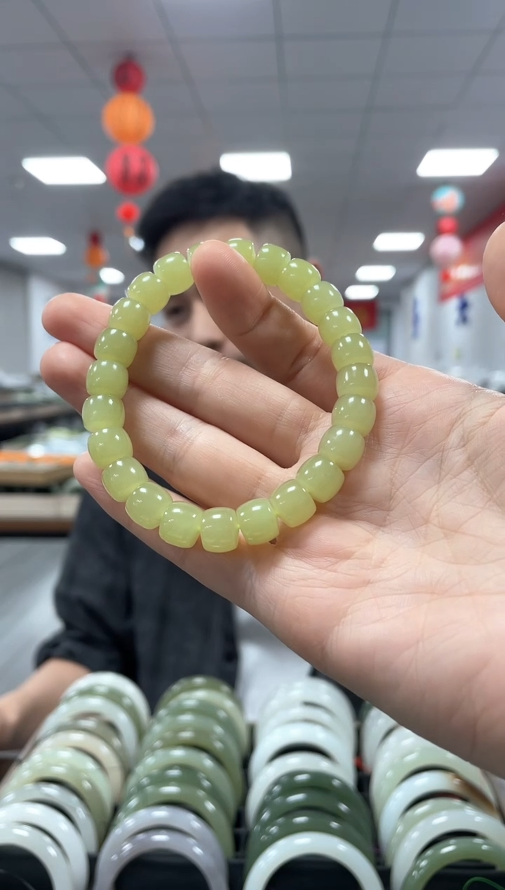 手链未镶嵌和田玉高品黄玉极限弧卡10-8手串一条