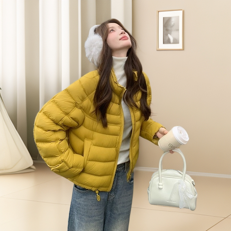 【90白鸭绒】白鸭绒短款泡芙排骨羽绒服女2025冬新款宽松小个子外套
