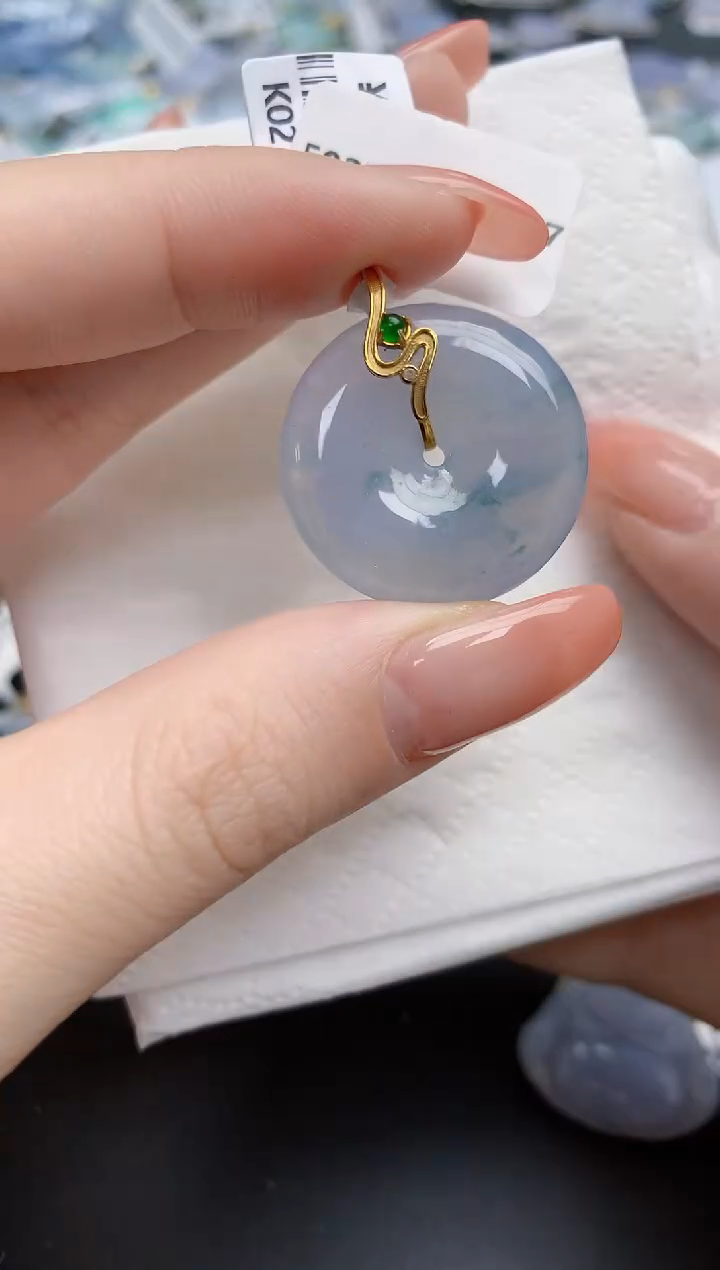 【闪购商品】翡翠颈饰18K金镶嵌天然缅甸翡翠A货
