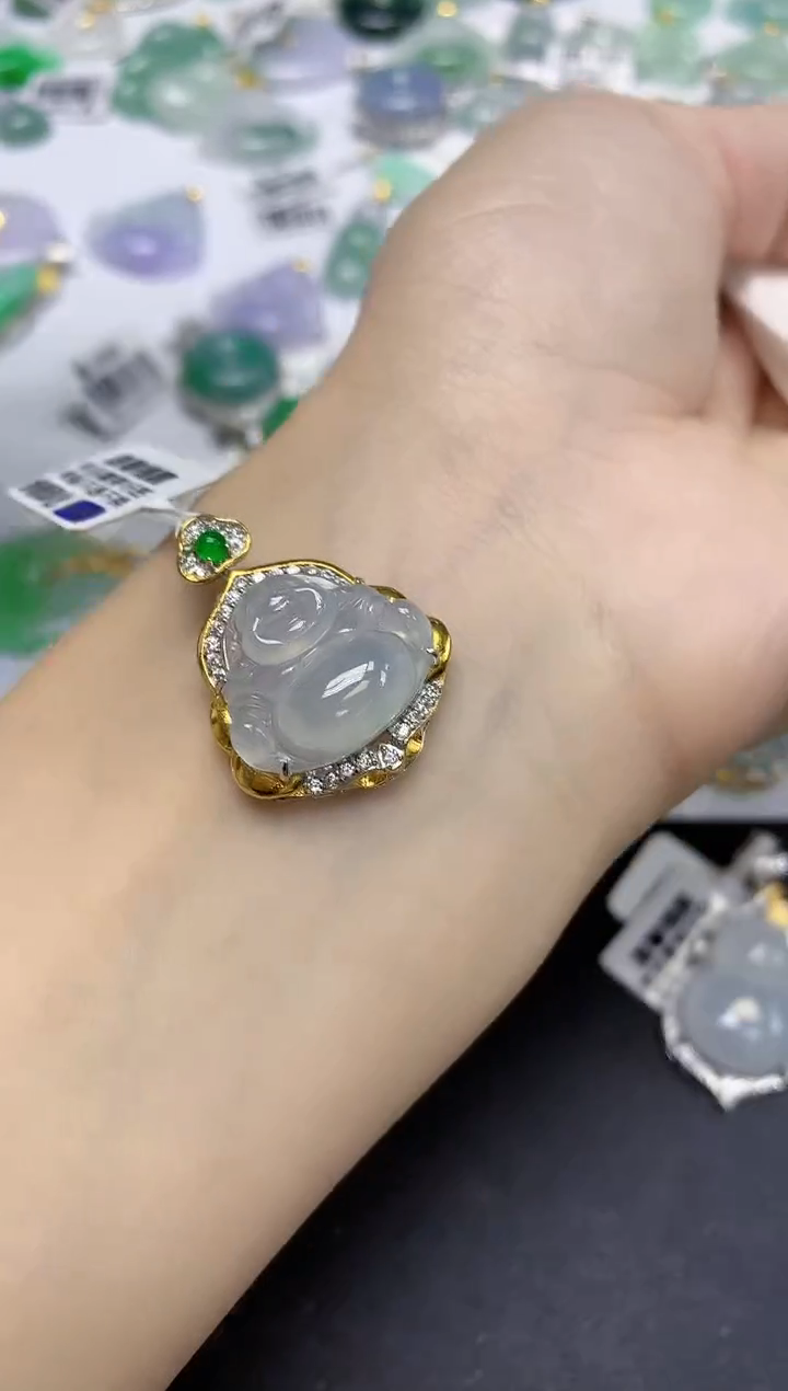 颈饰未镶嵌翡翠天然缅甸翡翠A货百元以上9元证书费自理