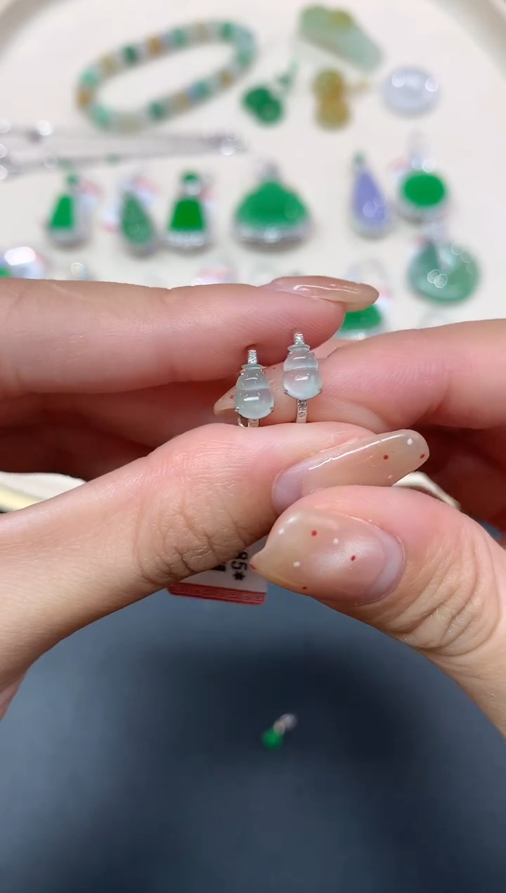 【闪购商品】翡翠耳饰18K金镶嵌耳饰A283|1980