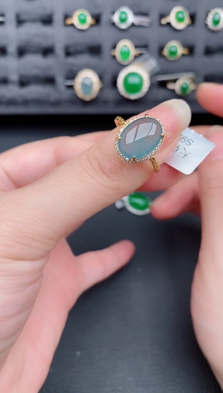 银S925镶嵌戒指翡翠天然a货翡翠246