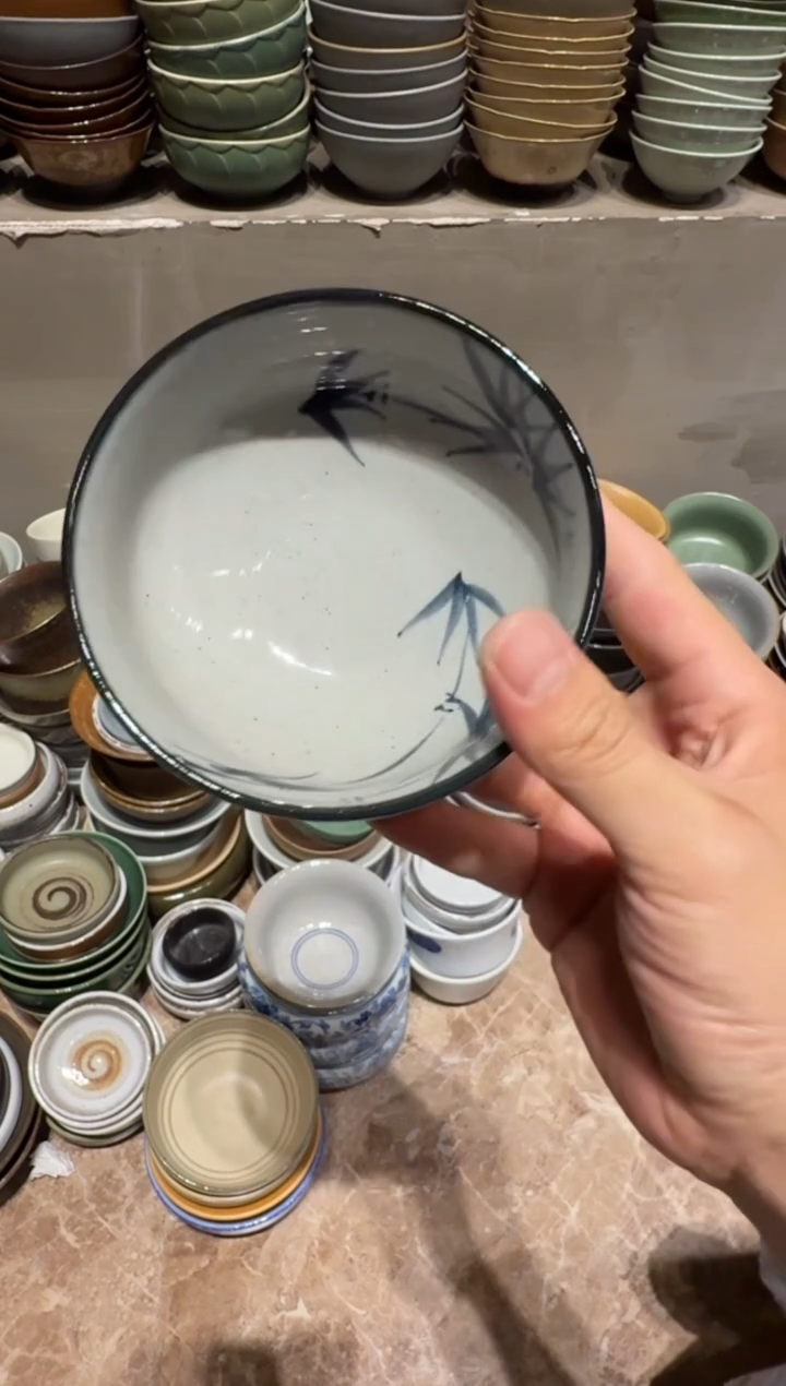 瓷片831 手绘竹子小碗1个  