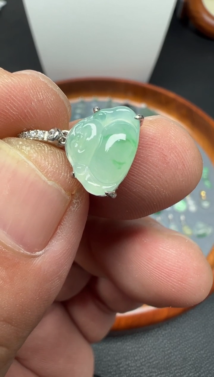 颈饰银S925镶嵌翡翠（24号）纯天然A货缅甸翡翠 小佛小滴溜