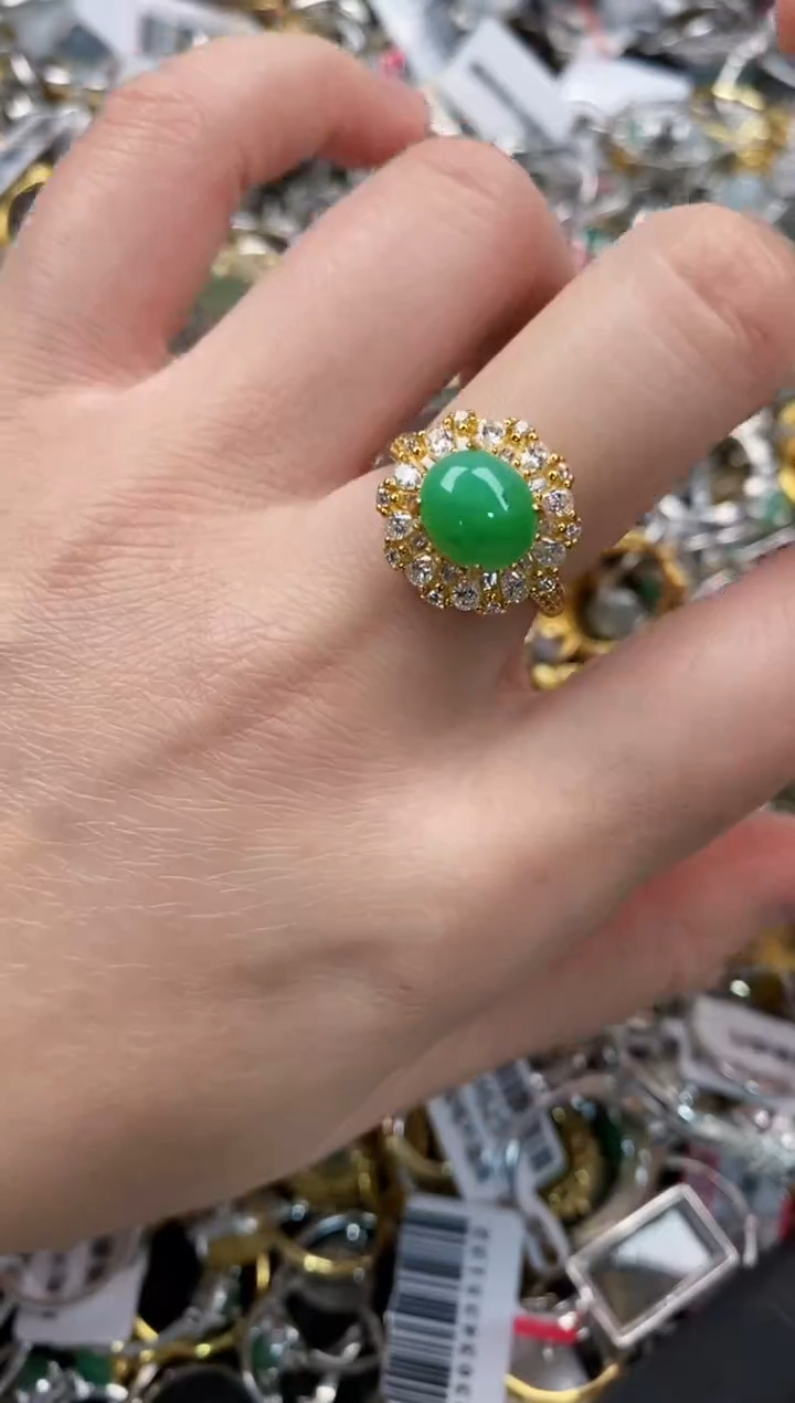 银S925镶嵌戒指翡翠444   4