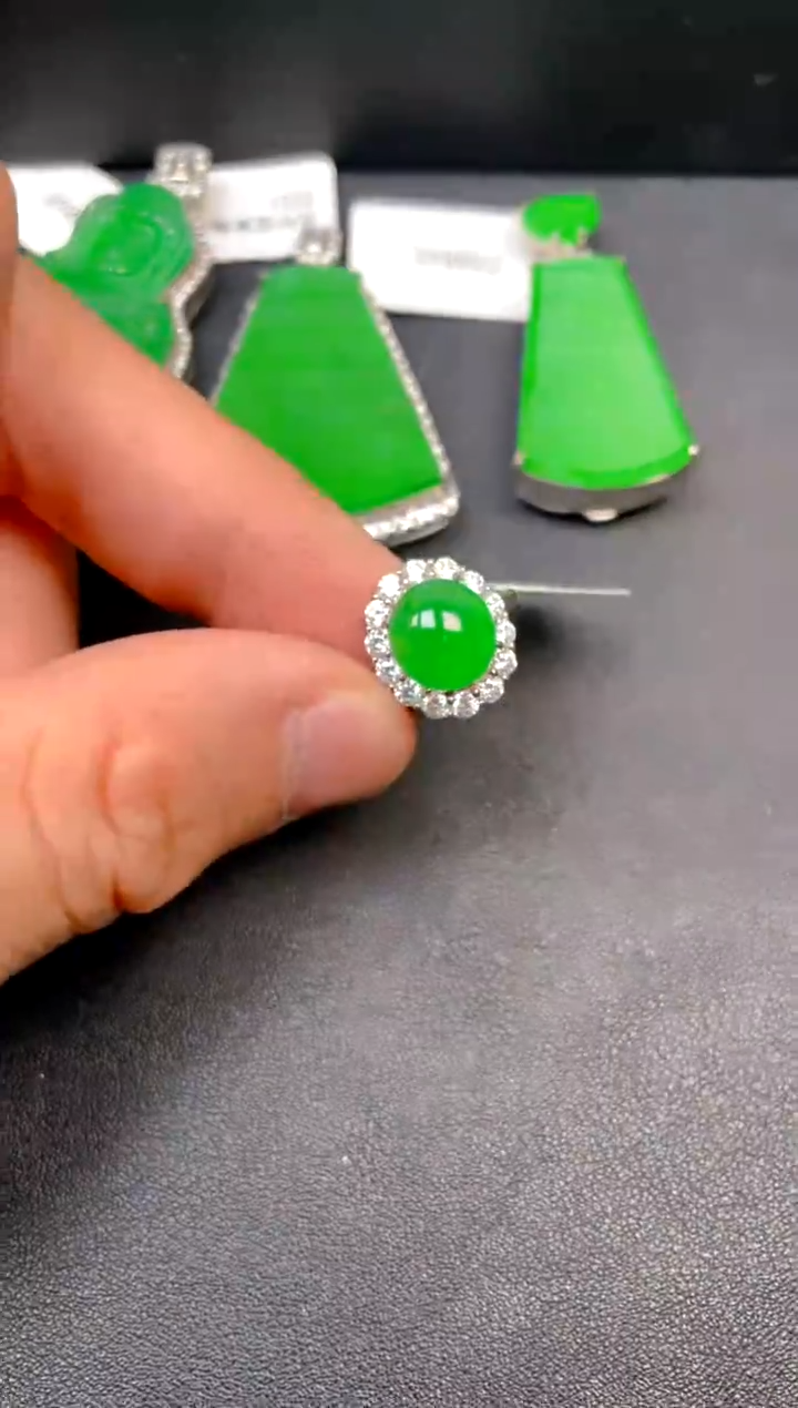 银S925镶嵌挂件翡翠戒指