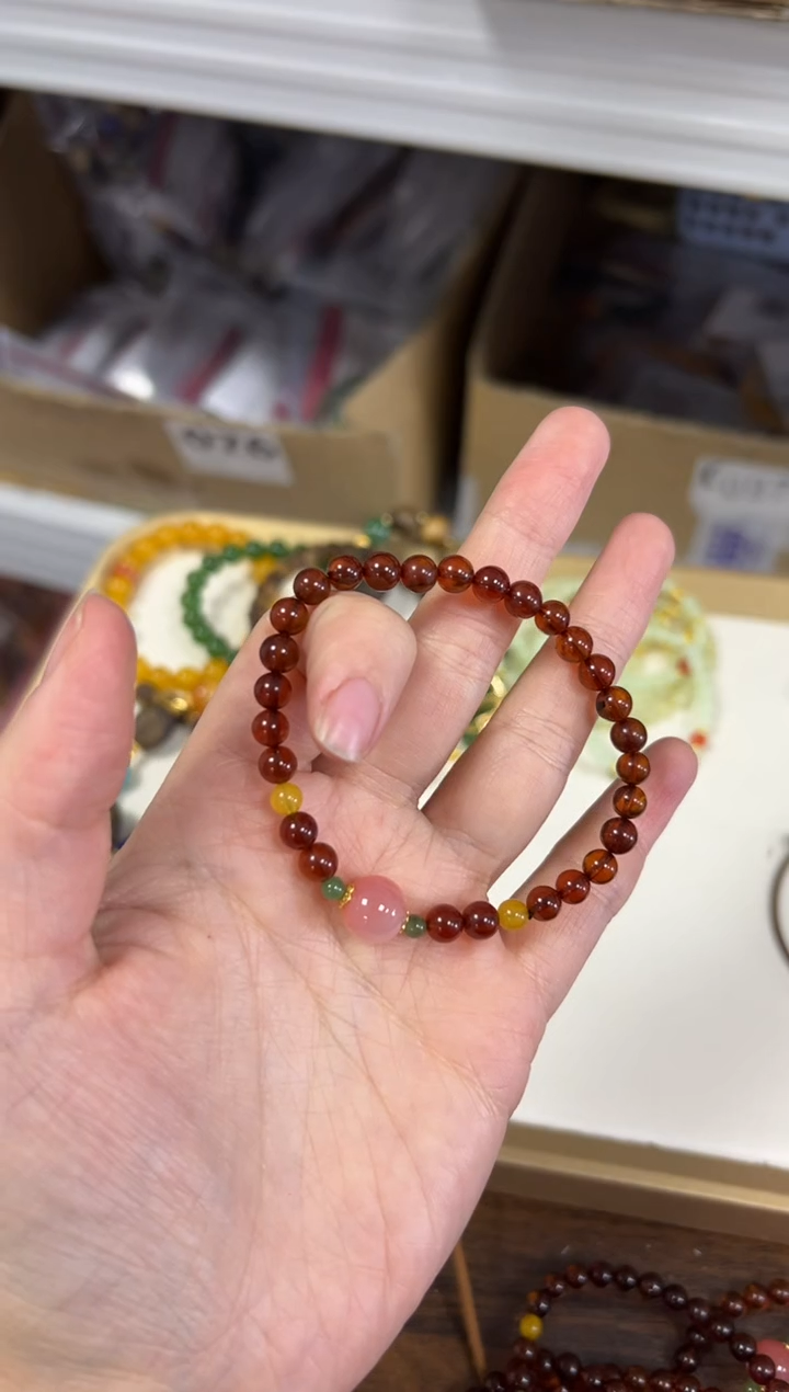 手链血珀未镶嵌天然血珀蜜蜡设计款小米珠手链[4091]